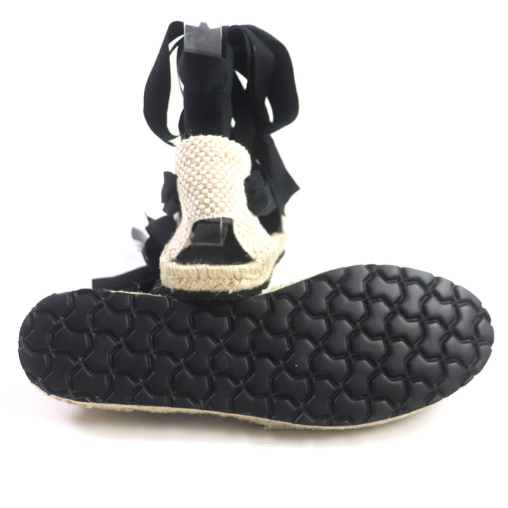 Pristine LOEWE Sandals Espadrille Lace-up shoes Black beige mens 42 731911