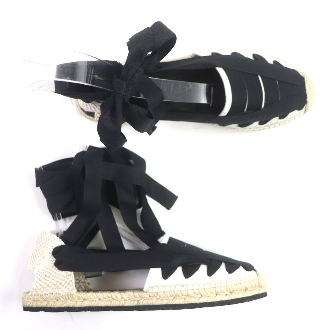 Pristine LOEWE Sandals Espadrille Lace-up shoes Black beige mens 42 731911