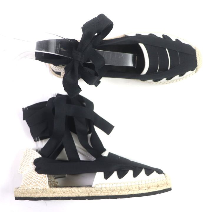 Pristine LOEWE Sandals Espadrille Lace-up shoes Black beige mens 42 731911