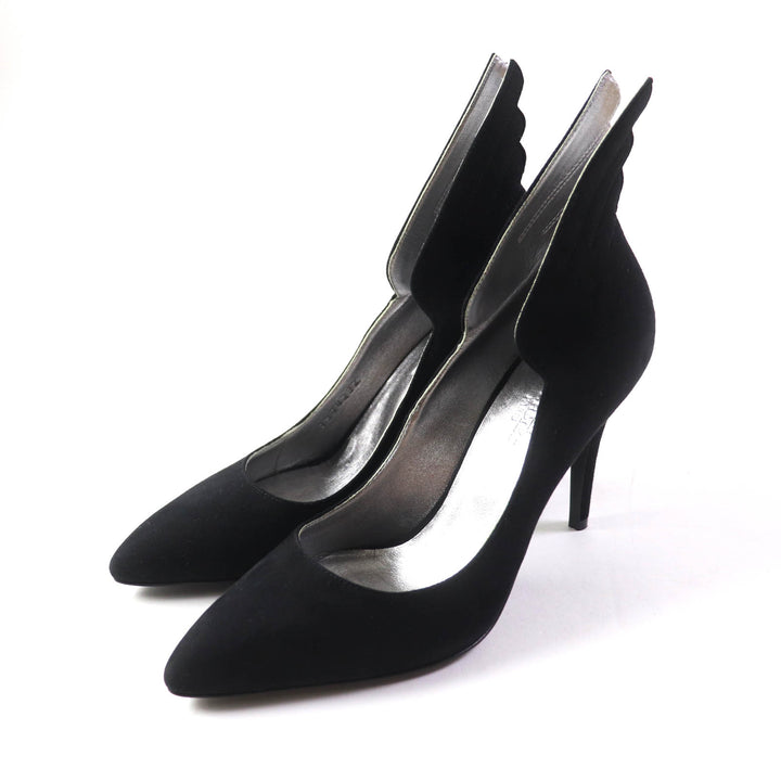 Pristine HERMES pumps Vector Feather motif black Suede leather Women 35