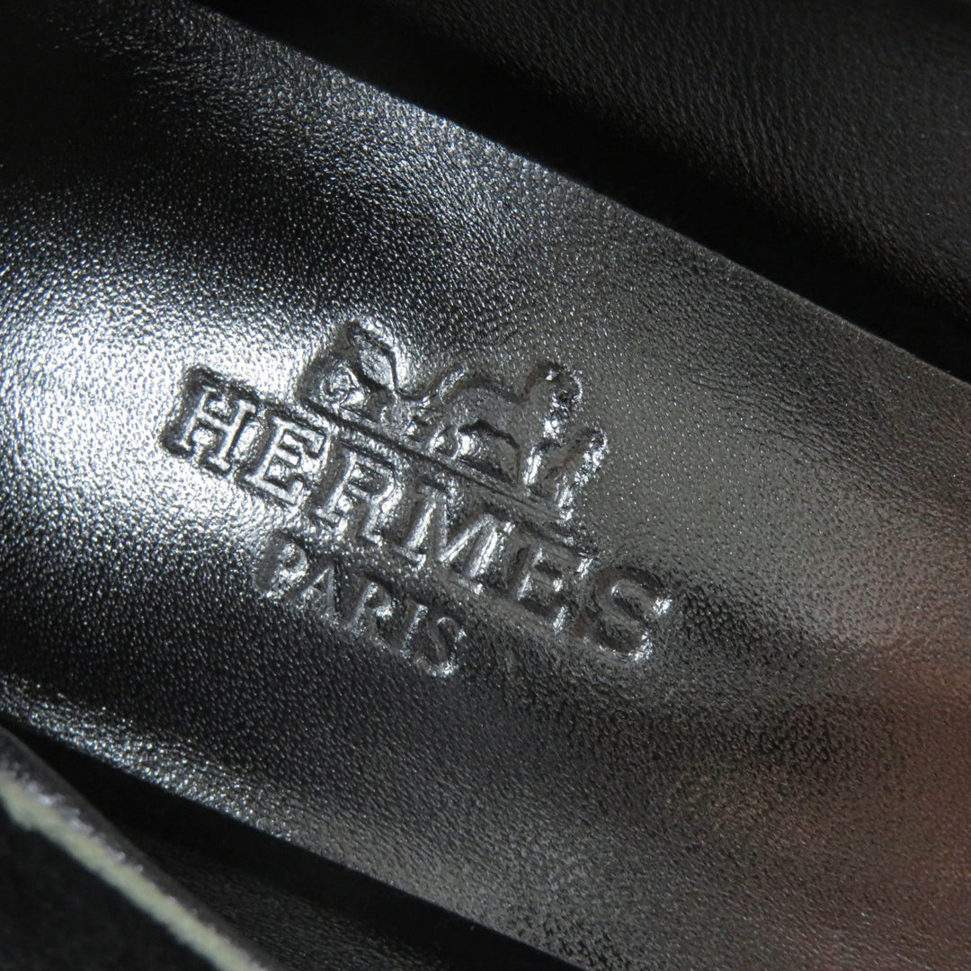 Pristine HERMES pumps Vector Feather motif black Suede leather Women 35