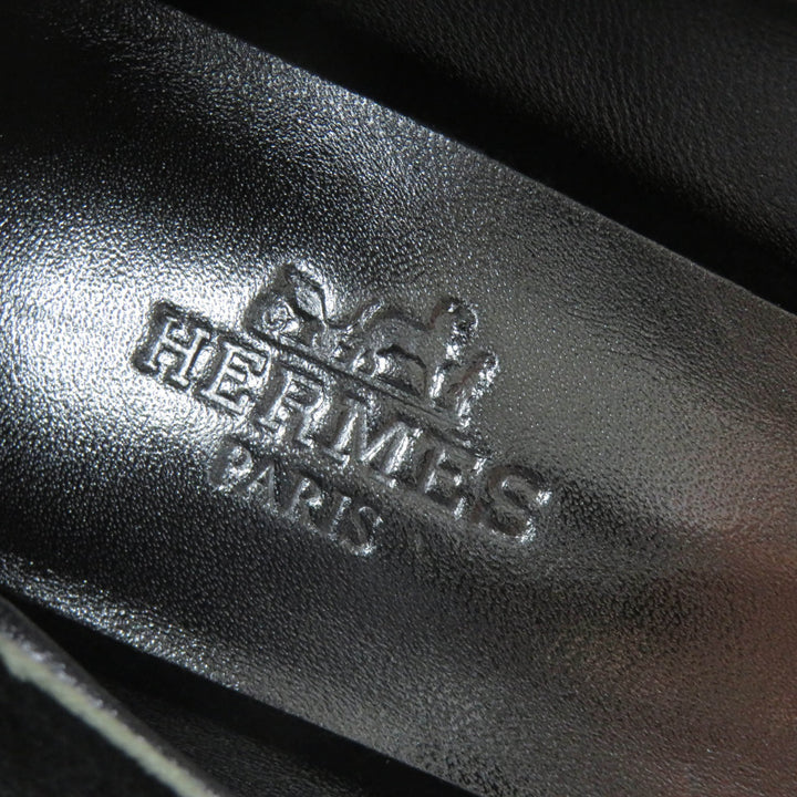 Pristine HERMES pumps Vector Feather motif black Suede leather Women 35