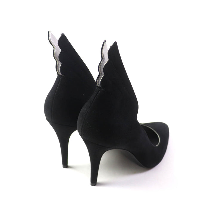 Pristine HERMES pumps Vector Feather motif black Suede leather Women 35
