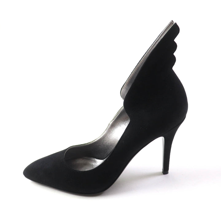 Pristine HERMES pumps Vector Feather motif black Suede leather Women 35