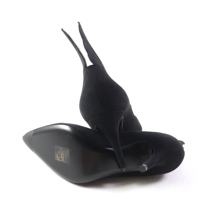 Pristine HERMES pumps Vector Feather motif black Suede leather Women 35