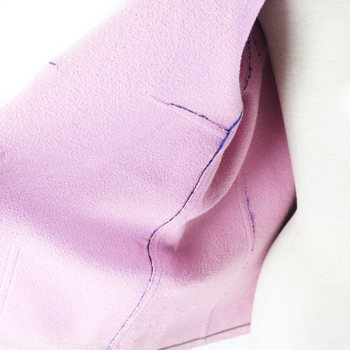 Great CHANEL Jacket COCO Mark Button Cut-off Tweed Metallic Blue pink Women 40 P45867