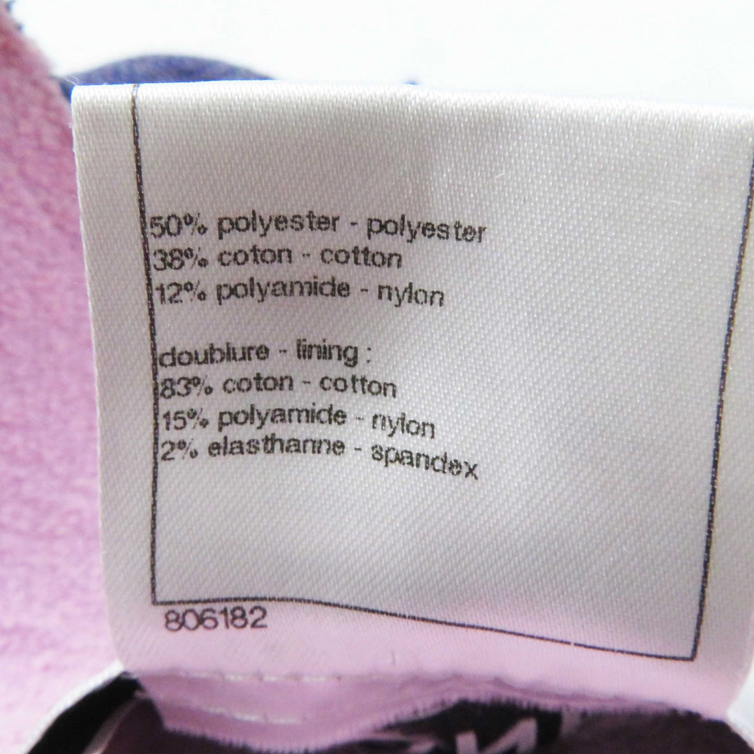 Great CHANEL Jacket COCO Mark Button Cut-off Tweed Metallic Blue pink Women 40 P45867