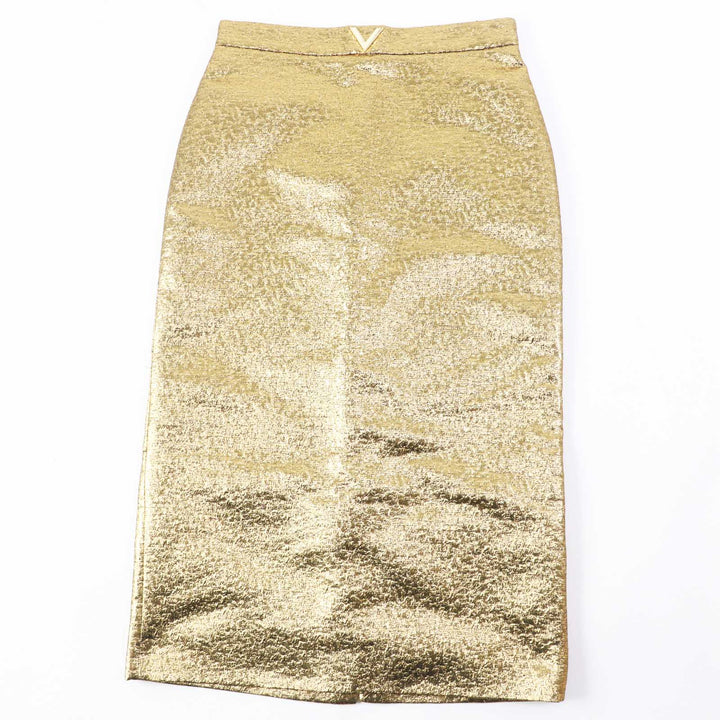 Excellent VALENTINO Tight Skirt Long length with V plate gold Women 42 VB3RA7B5663