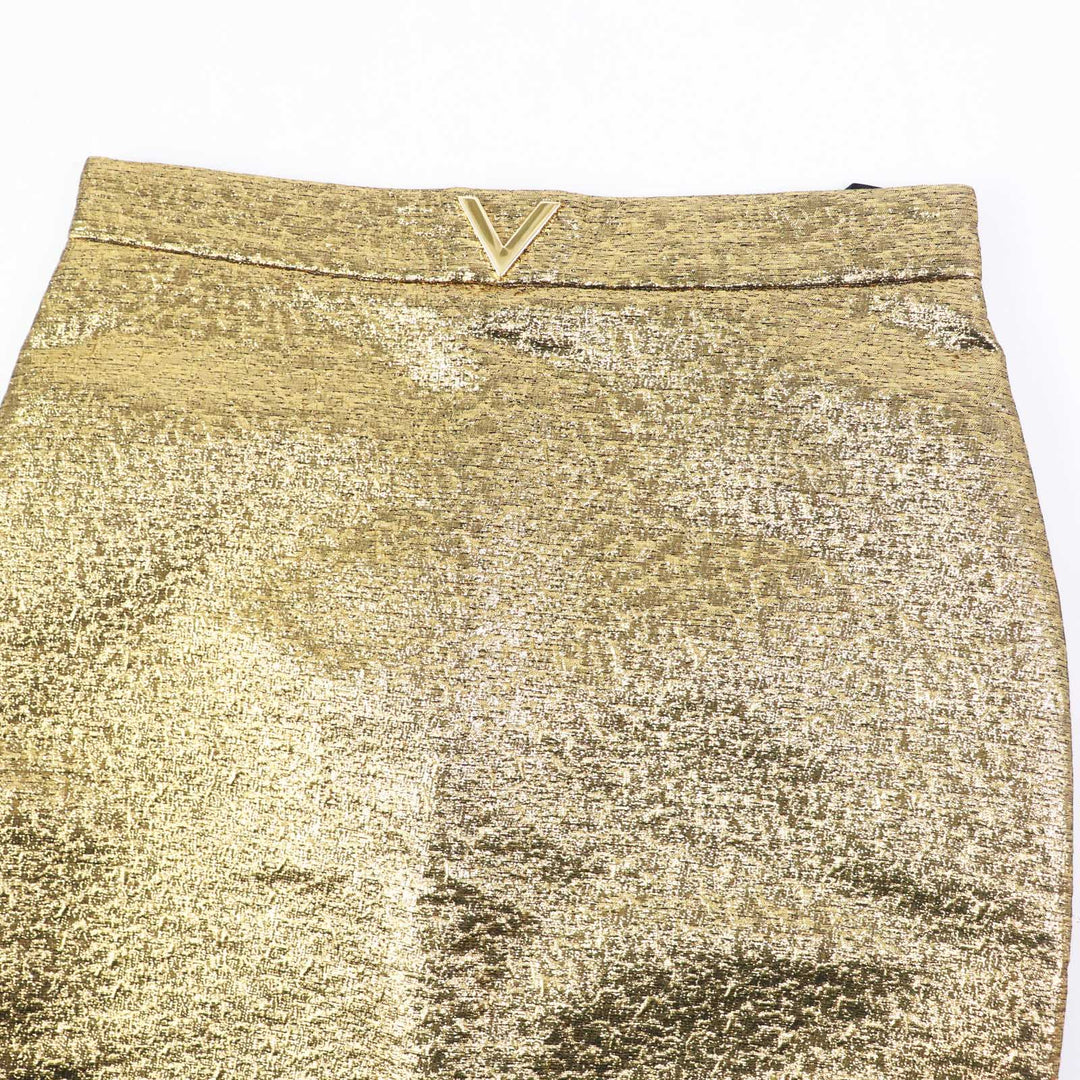 Excellent VALENTINO Tight Skirt Long length with V plate gold Women 42 VB3RA7B5663
