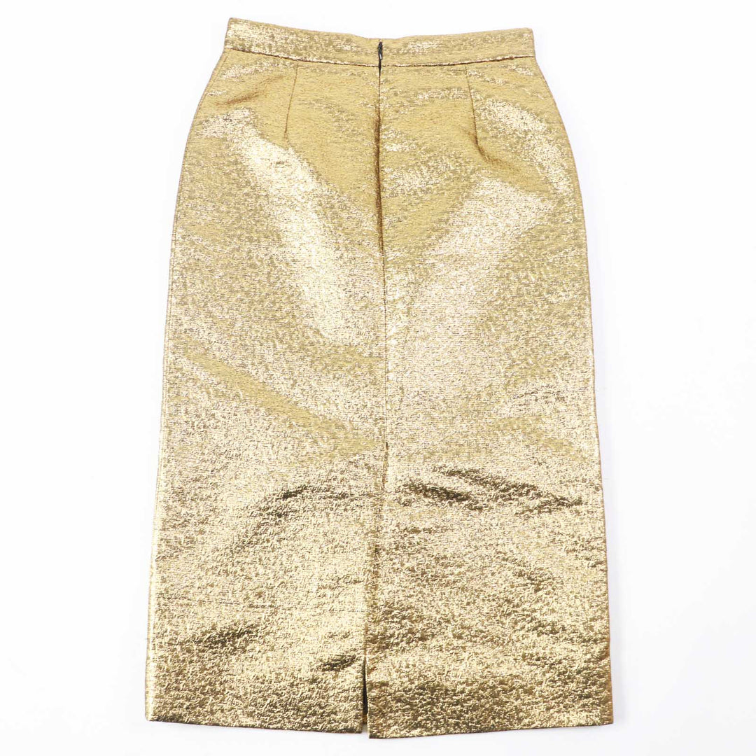 Excellent VALENTINO Tight Skirt Long length with V plate gold Women 42 VB3RA7B5663