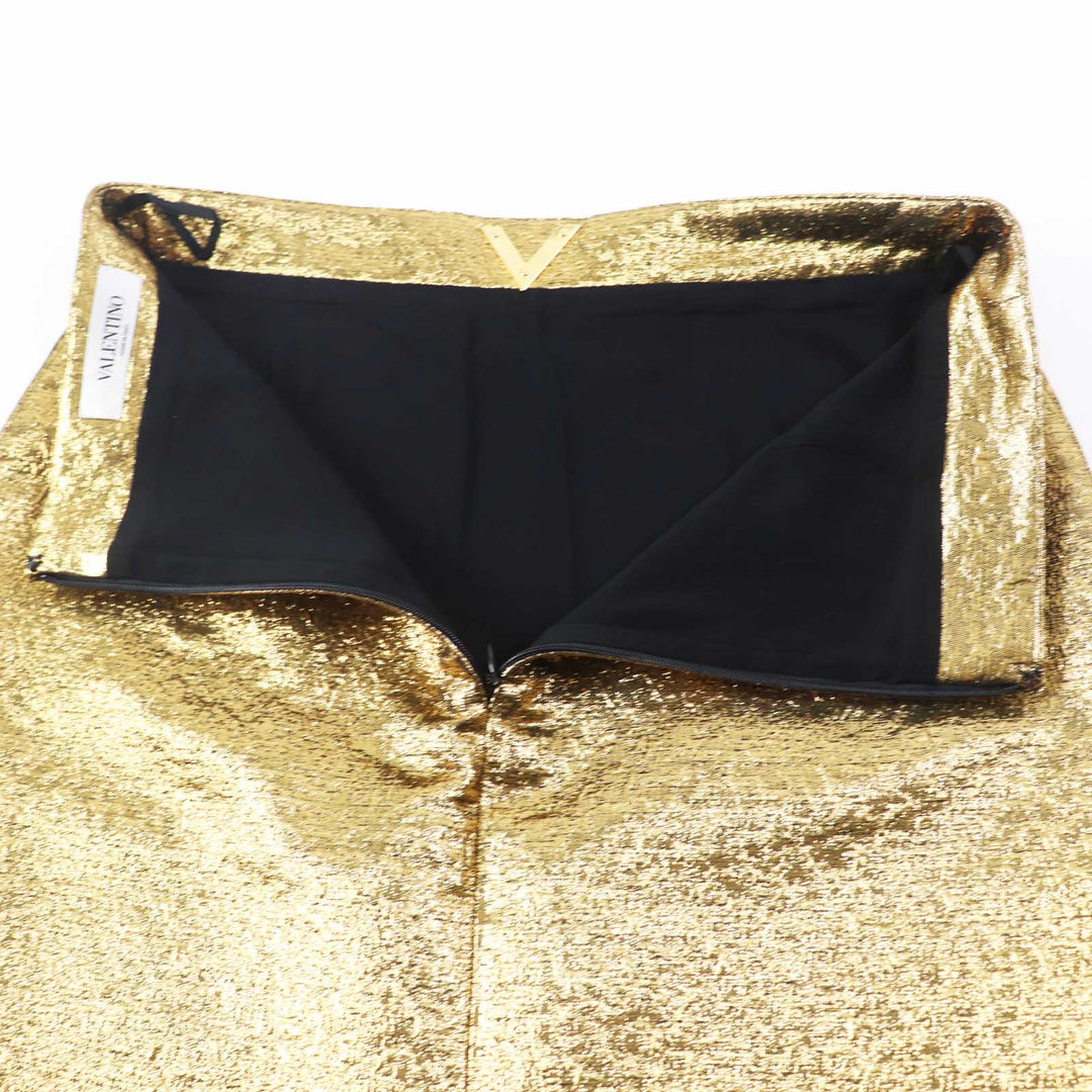 Excellent VALENTINO Tight Skirt Long length with V plate gold Women 42 VB3RA7B5663