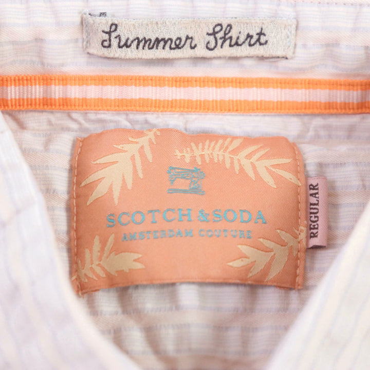 Pristine SCOTCH＆SODA Short sleeve shirt 100% cotton short-sleeved shirt, long-sleeved shirt, 100% rayon short-sleeved aloha shirt, 3-piece set Orange Rayon mens S