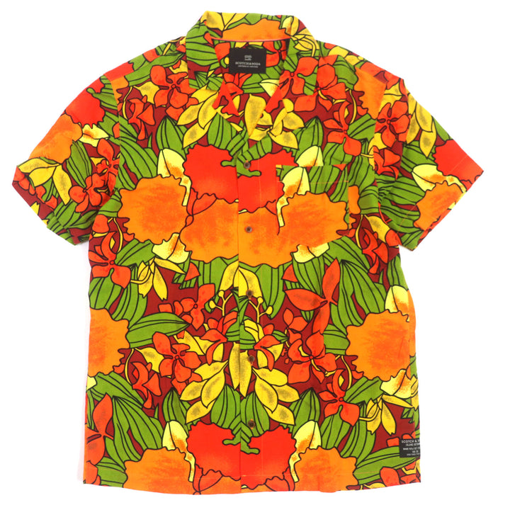 Pristine SCOTCH＆SODA Short sleeve shirt 100% cotton short-sleeved shirt, long-sleeved shirt, 100% rayon short-sleeved aloha shirt, 3-piece set Orange Rayon mens S