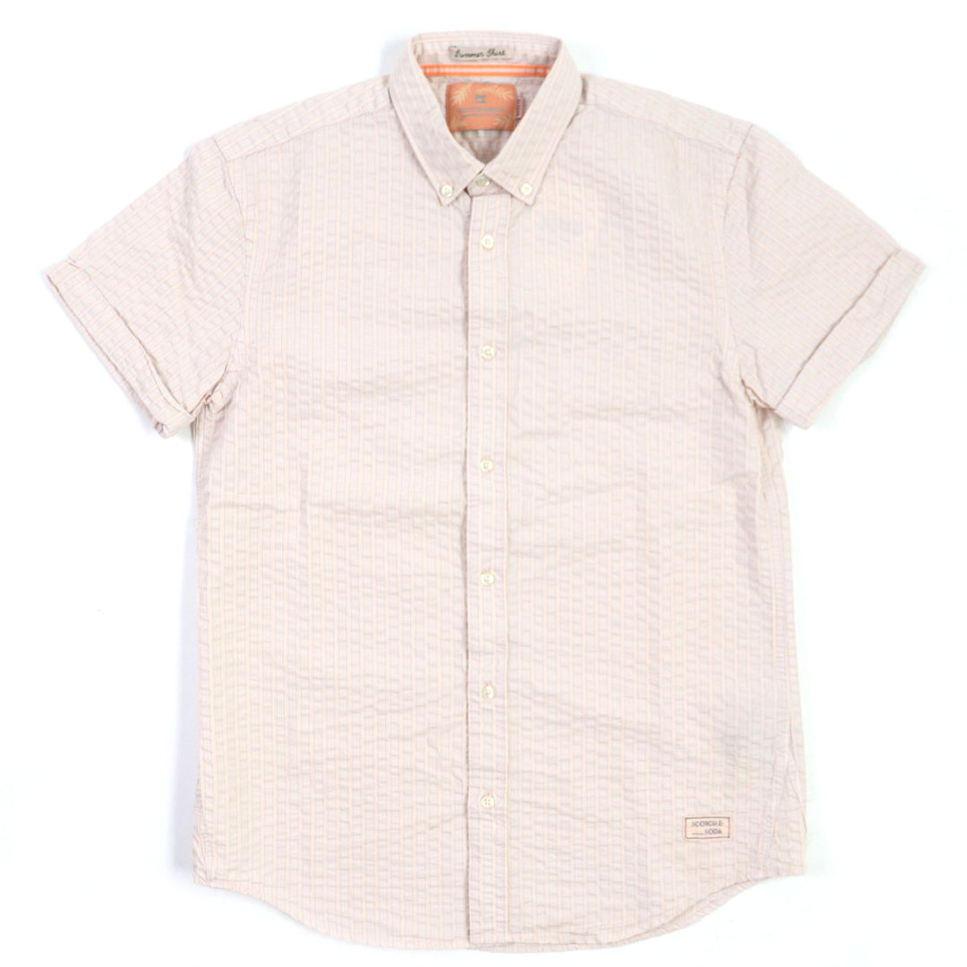 Pristine SCOTCH＆SODA Short sleeve shirt 100% cotton short-sleeved shirt, long-sleeved shirt, 100% rayon short-sleeved aloha shirt, 3-piece set Orange Rayon mens S