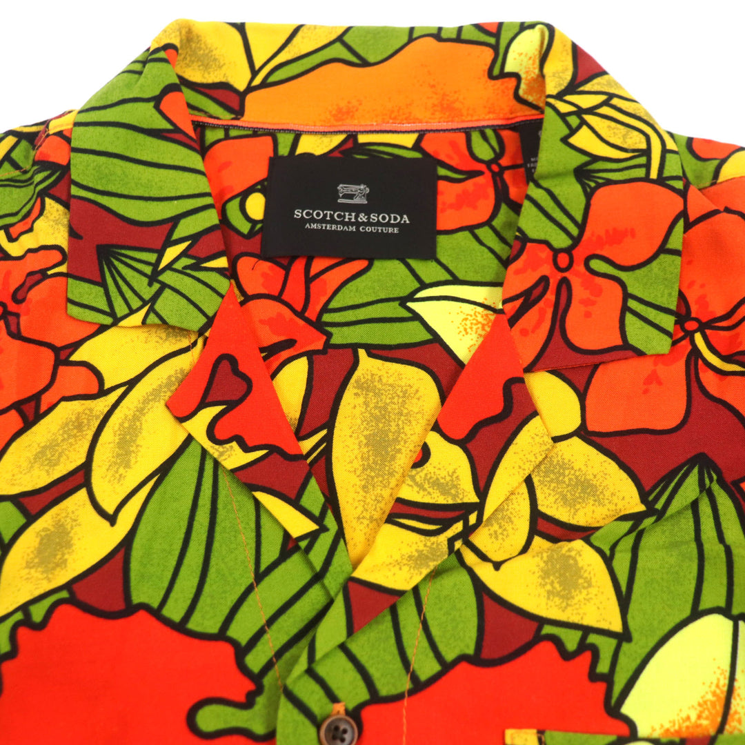 Pristine SCOTCH＆SODA Short sleeve shirt 100% cotton short-sleeved shirt, long-sleeved shirt, 100% rayon short-sleeved aloha shirt, 3-piece set Orange Rayon mens S