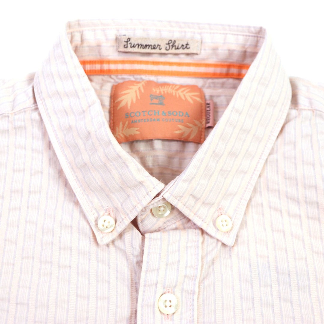 Pristine SCOTCH＆SODA Short sleeve shirt 100% cotton short-sleeved shirt, long-sleeved shirt, 100% rayon short-sleeved aloha shirt, 3-piece set Orange Rayon mens S
