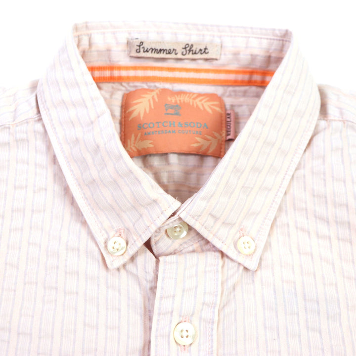Pristine SCOTCH＆SODA Short sleeve shirt 100% cotton short-sleeved shirt, long-sleeved shirt, 100% rayon short-sleeved aloha shirt, 3-piece set Orange Rayon mens S