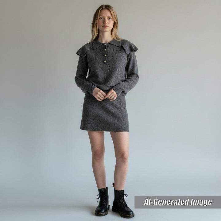Great Christian Dior knit CD logo F pearl button cashmere Women 42 354S48AM053