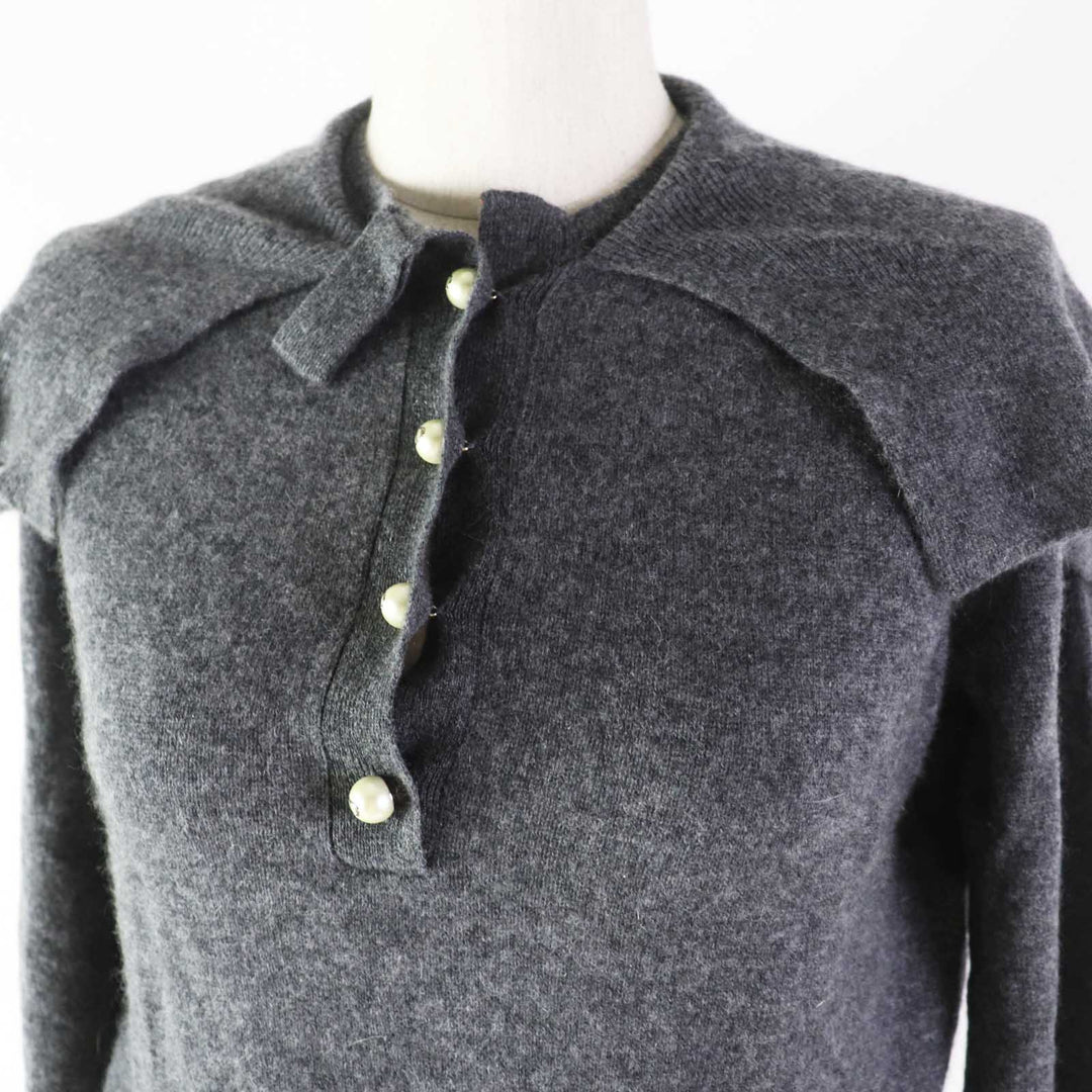 Great Christian Dior knit CD logo F pearl button cashmere Women 42 354S48AM053