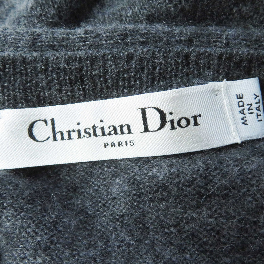 Great Christian Dior knit CD logo F pearl button cashmere Women 42 354S48AM053