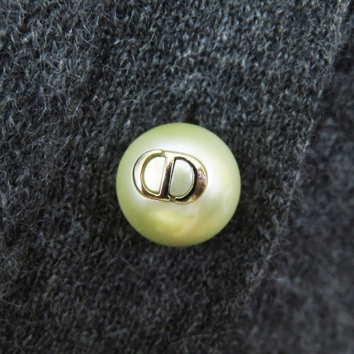 Great Christian Dior knit CD logo F pearl button cashmere Women 42 354S48AM053
