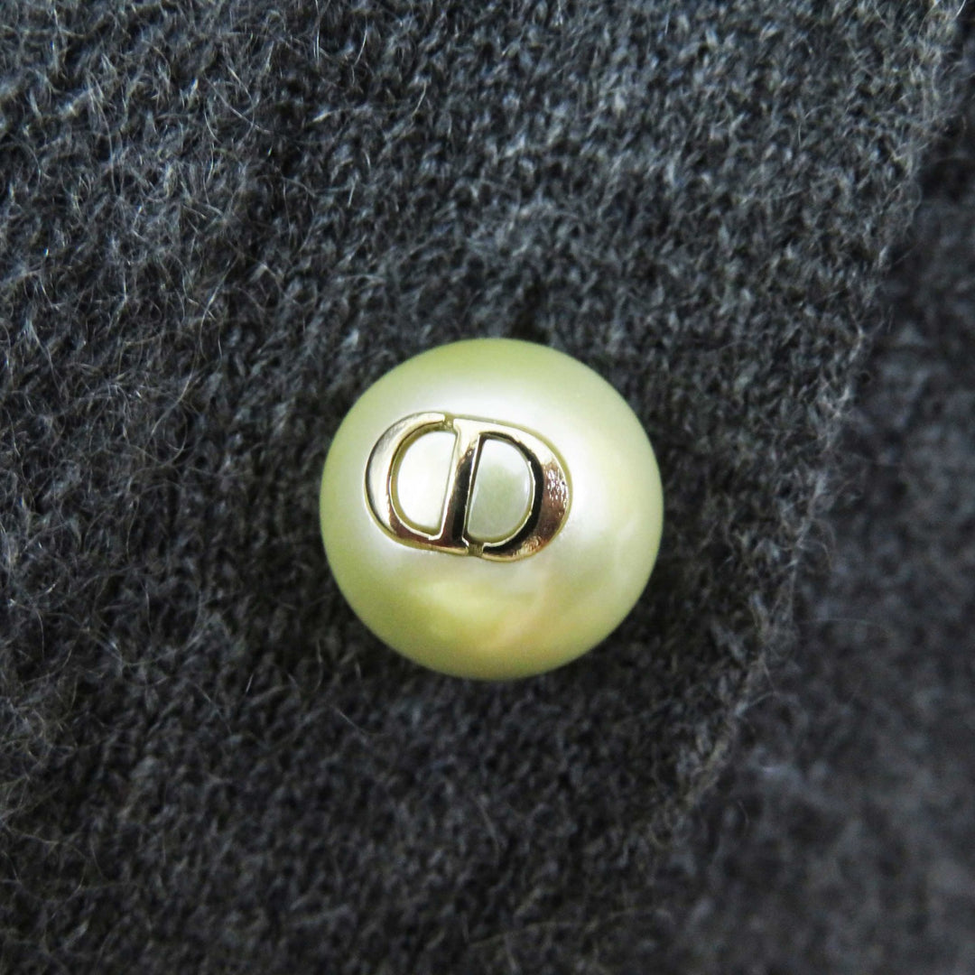 Great Christian Dior knit CD logo F pearl button cashmere Women 42 354S48AM053