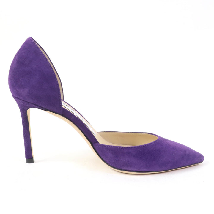 Discounted Excellent JIMMY CHOO pumps ESTHER 85 Almond toe purple Women 34.5