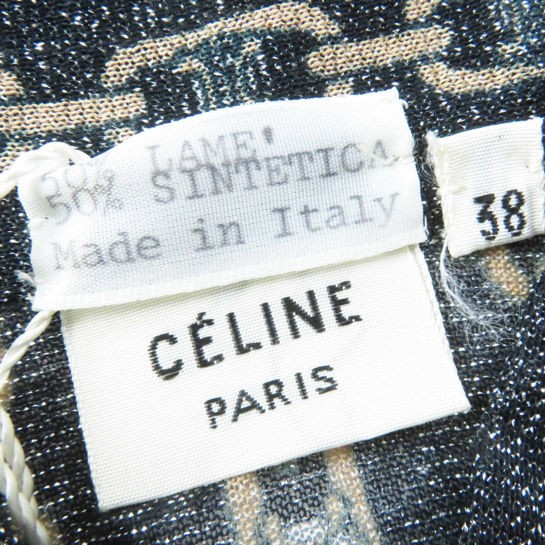 Pristine CELINE Long sleeve shirt Rare Old Celine Triomphe ChainPattern Women 38