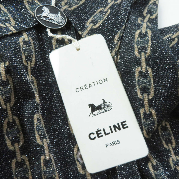 Pristine CELINE Long sleeve shirt Rare Old Celine Triomphe ChainPattern Women 38