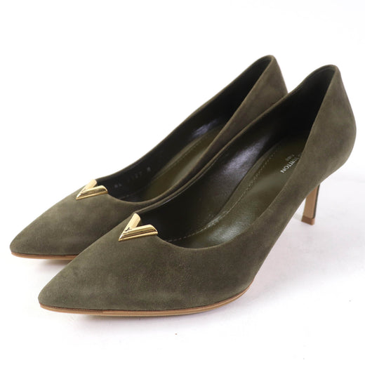 Excellent LOUIS VUITTON pumps khaki Suede leather Women 37