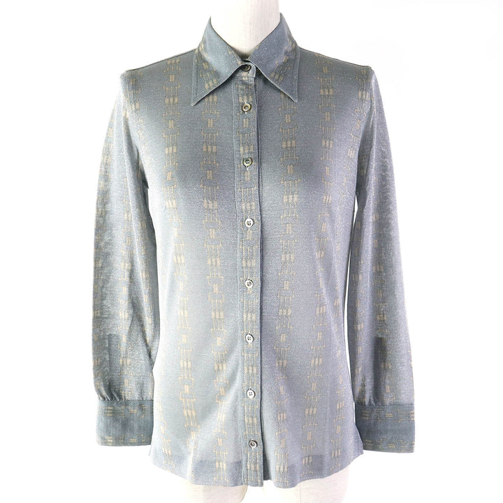 Pristine CELINE Long sleeve shirt Rare Old Celine ChainPattern with Glitter Women 42