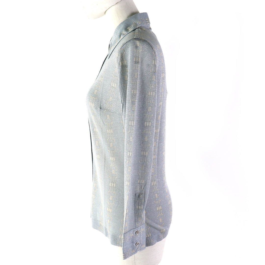 Pristine CELINE Long sleeve shirt Rare Old Celine ChainPattern with Glitter Women 42