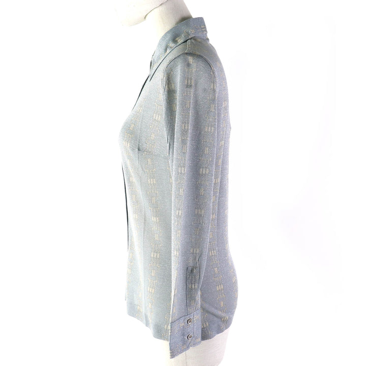 Pristine CELINE Long sleeve shirt Rare Old Celine ChainPattern with Glitter Women 42