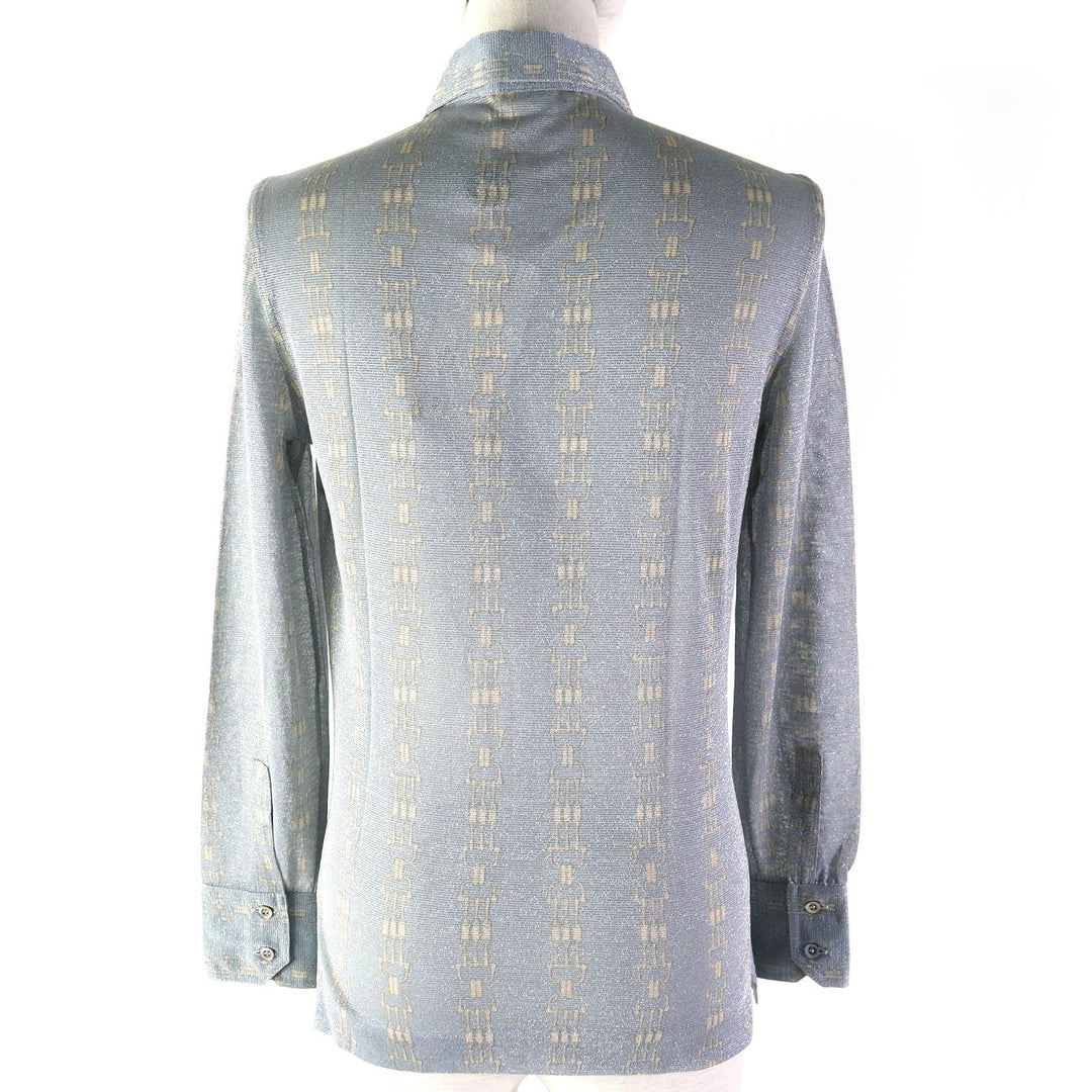 Pristine CELINE Long sleeve shirt Rare Old Celine ChainPattern with Glitter Women 42
