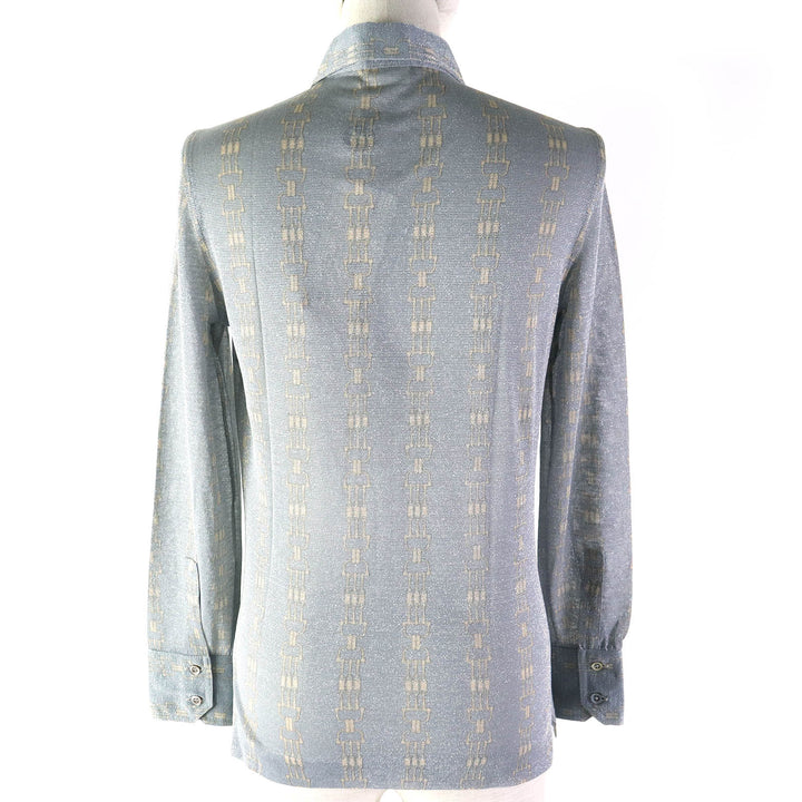Pristine CELINE Long sleeve shirt Rare Old Celine ChainPattern with Glitter Women 42