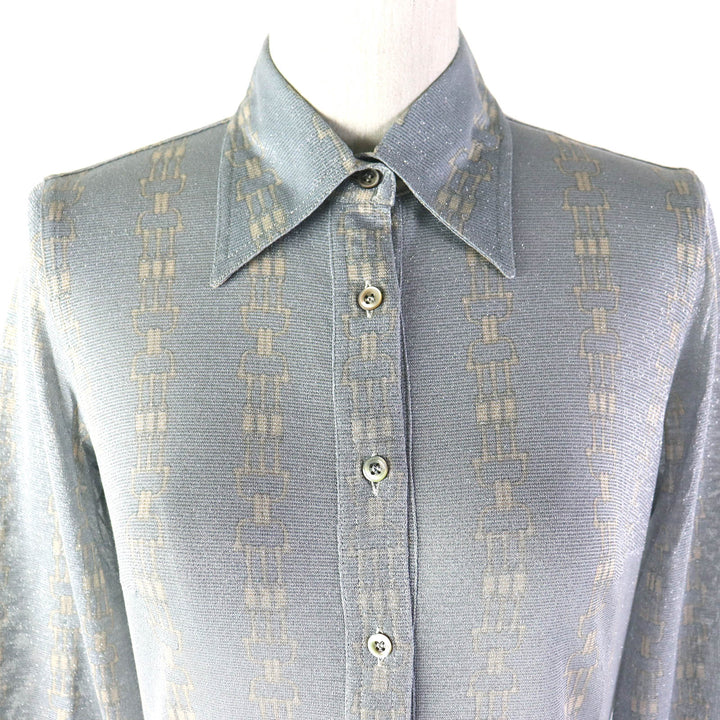Pristine CELINE Long sleeve shirt Rare Old Celine ChainPattern with Glitter Women 42