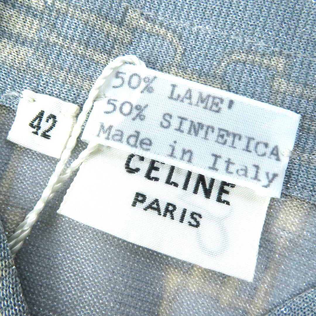 Pristine CELINE Long sleeve shirt Rare Old Celine ChainPattern with Glitter Women 42