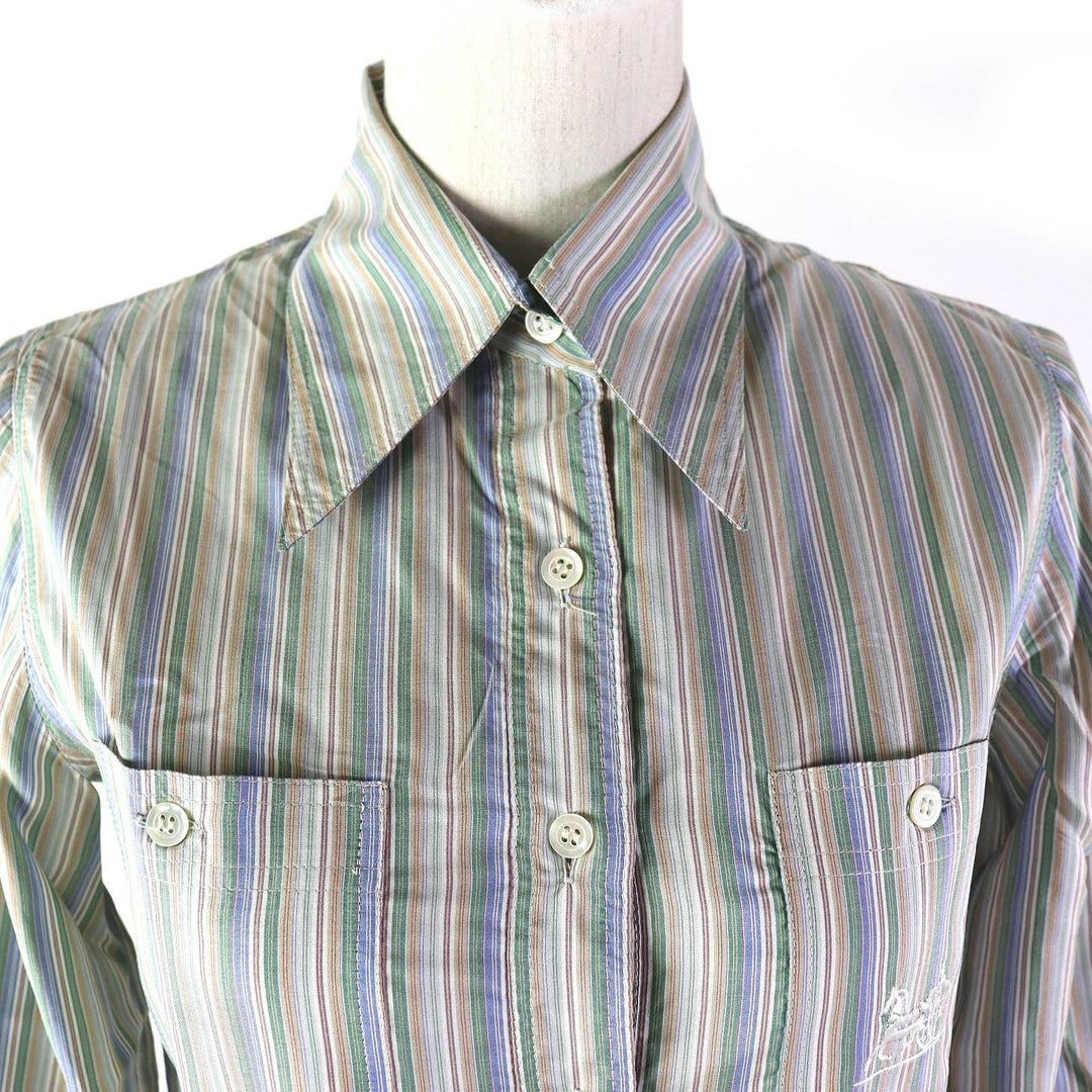 Pristine CELINE Long sleeve shirt Rare Old Celine Carriage Embroidery silk Women 38