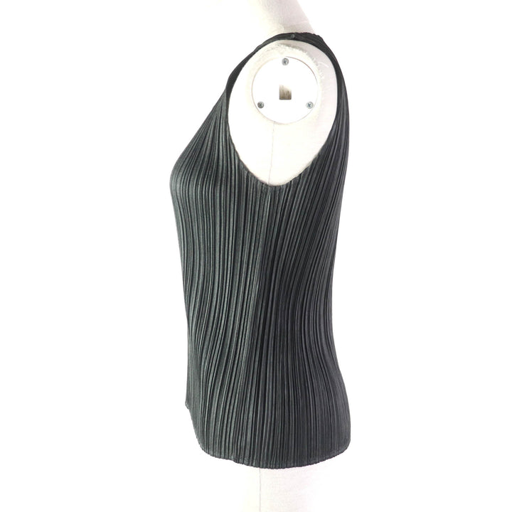 Excellent PLEATS PLEASE T-shirt U-neck Sleeveless Dark gray polyester Women 5