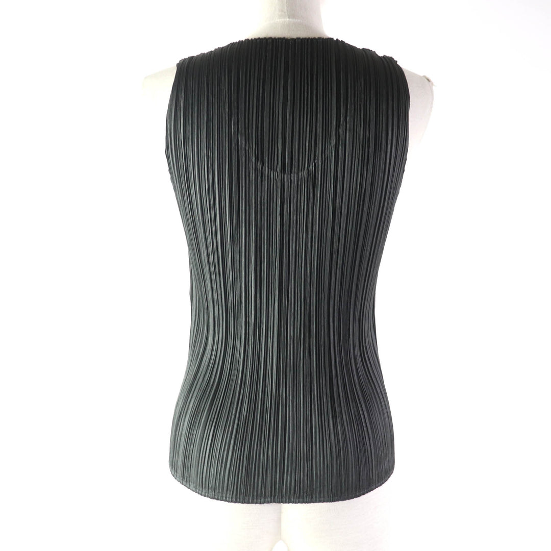 Excellent PLEATS PLEASE T-shirt U-neck Sleeveless Dark gray polyester Women 5