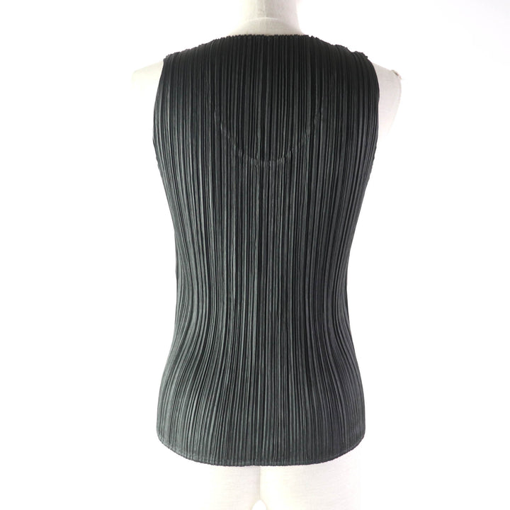 Excellent PLEATS PLEASE T-shirt U-neck Sleeveless Dark gray polyester Women 5