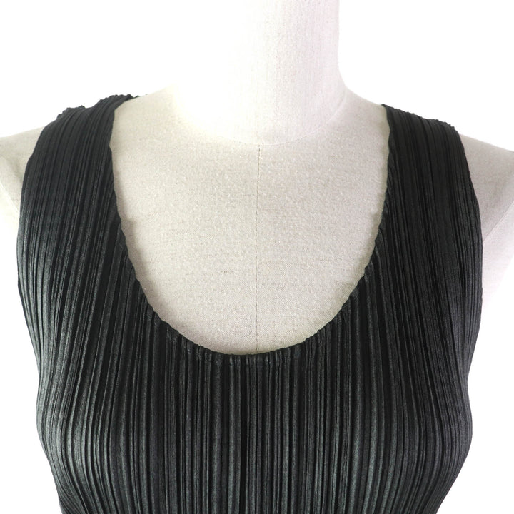 Excellent PLEATS PLEASE T-shirt U-neck Sleeveless Dark gray polyester Women 5