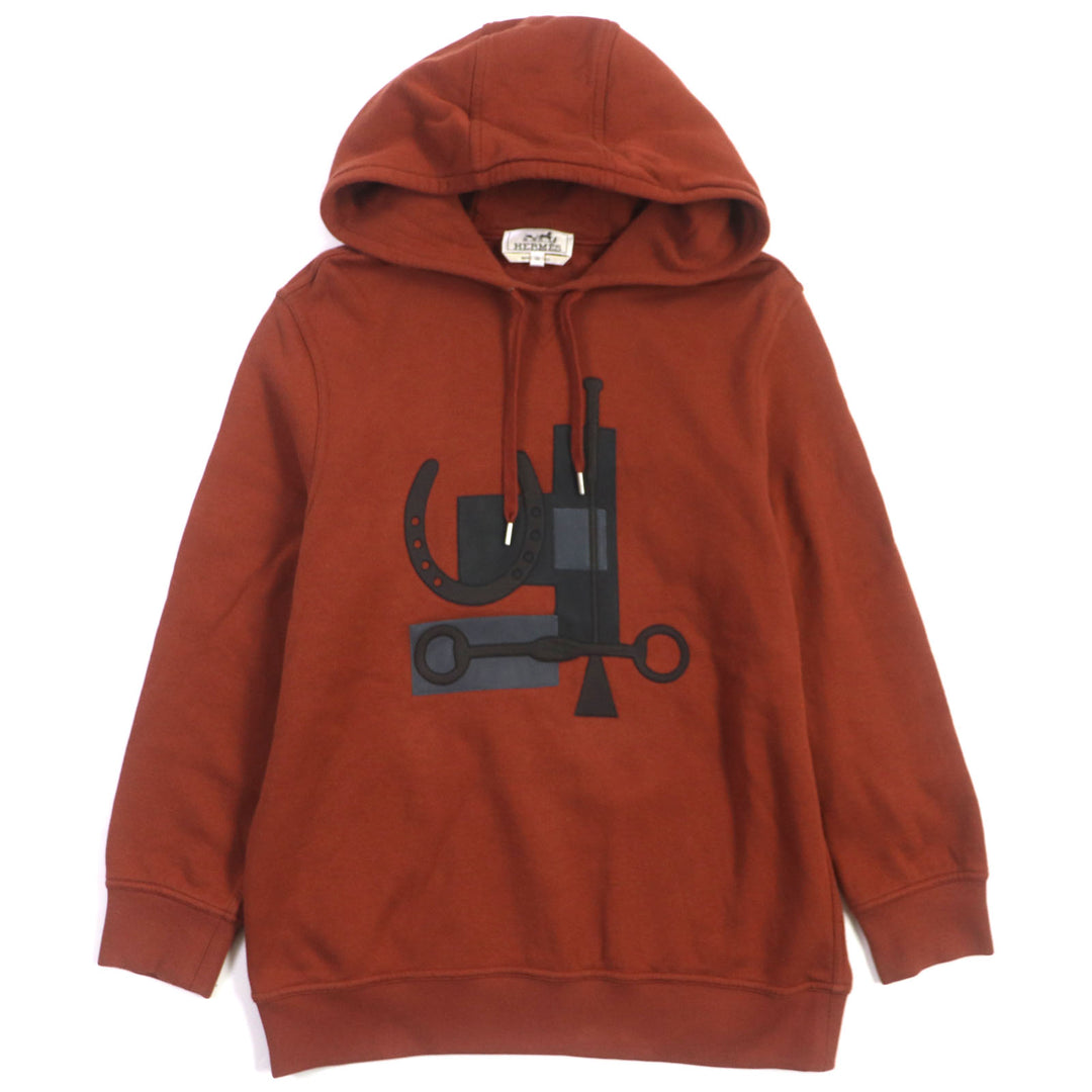 Great HERMES pullover Sport capsule hooded sweater Hooded, Red brown cotton mens XS