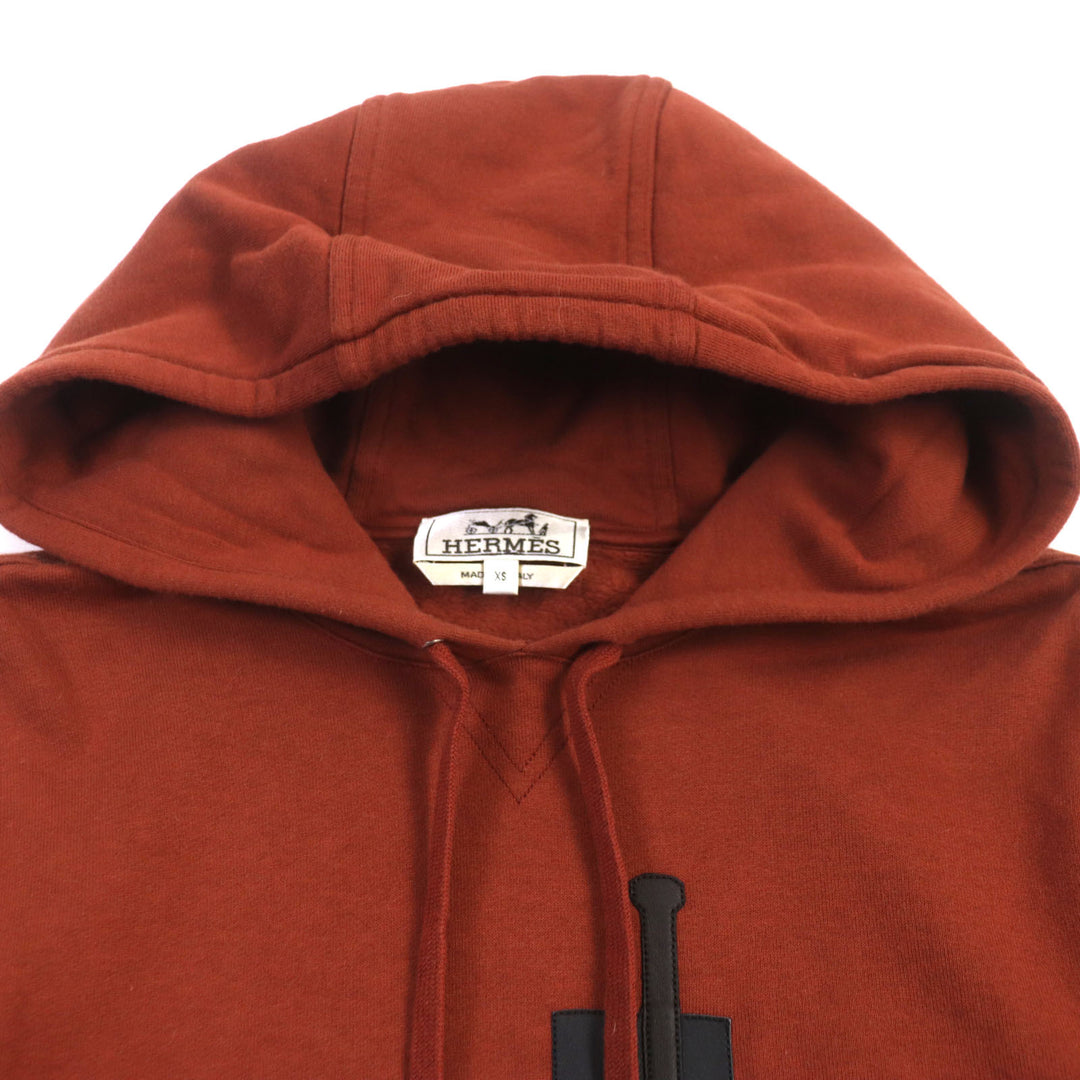 Great HERMES pullover Sport capsule hooded sweater Hooded, Red brown cotton mens XS