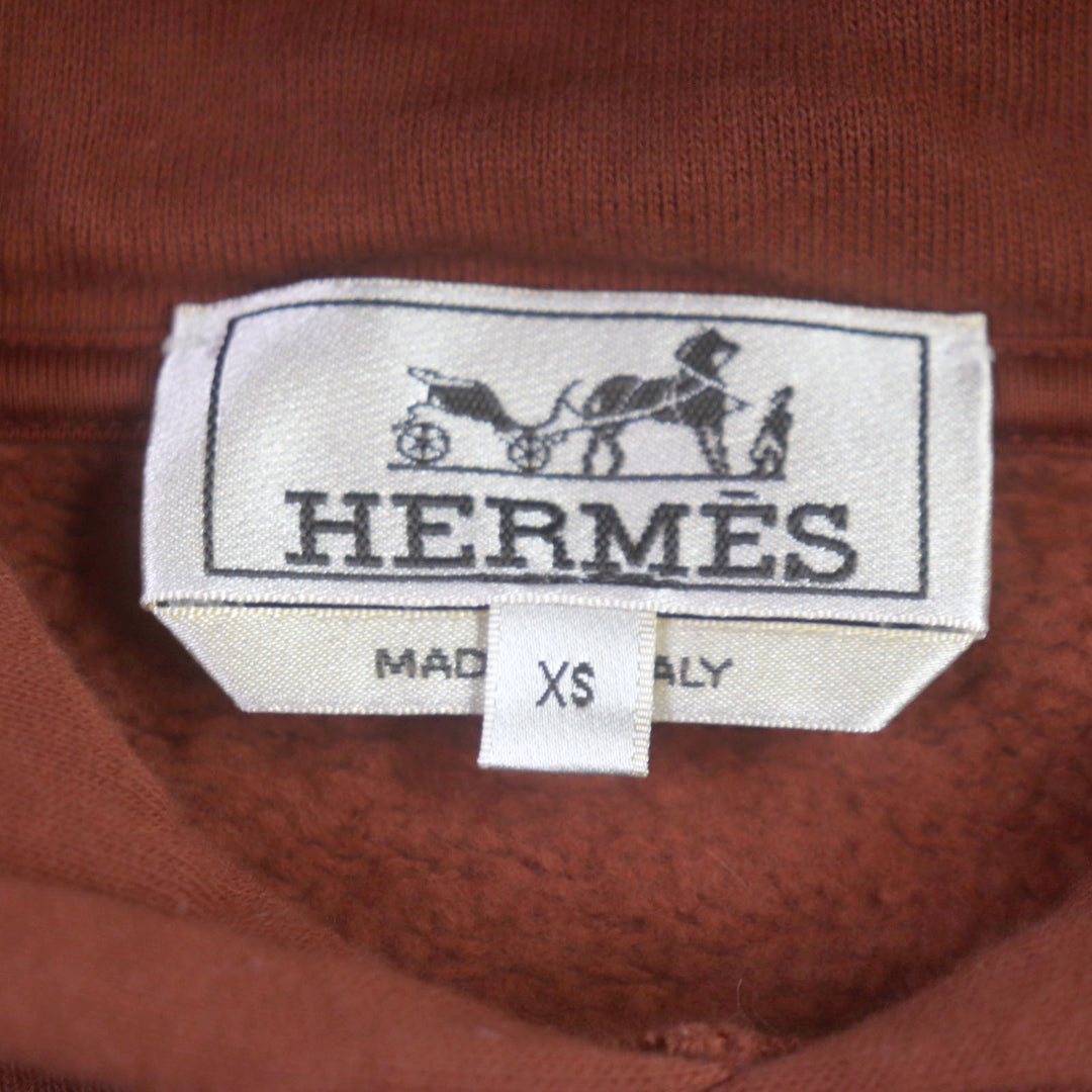 Great HERMES pullover Sport capsule hooded sweater Hooded, Red brown cotton mens XS