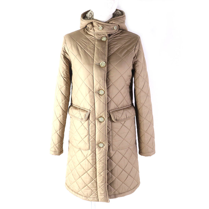 Mackintosh coat Grande Logo button Hooded Fleece lining Quilted Women