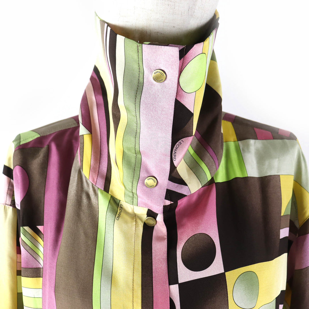 Excellent LEONARD FASHION Blouson Logo button all-over design jacket multicolor silk Women
