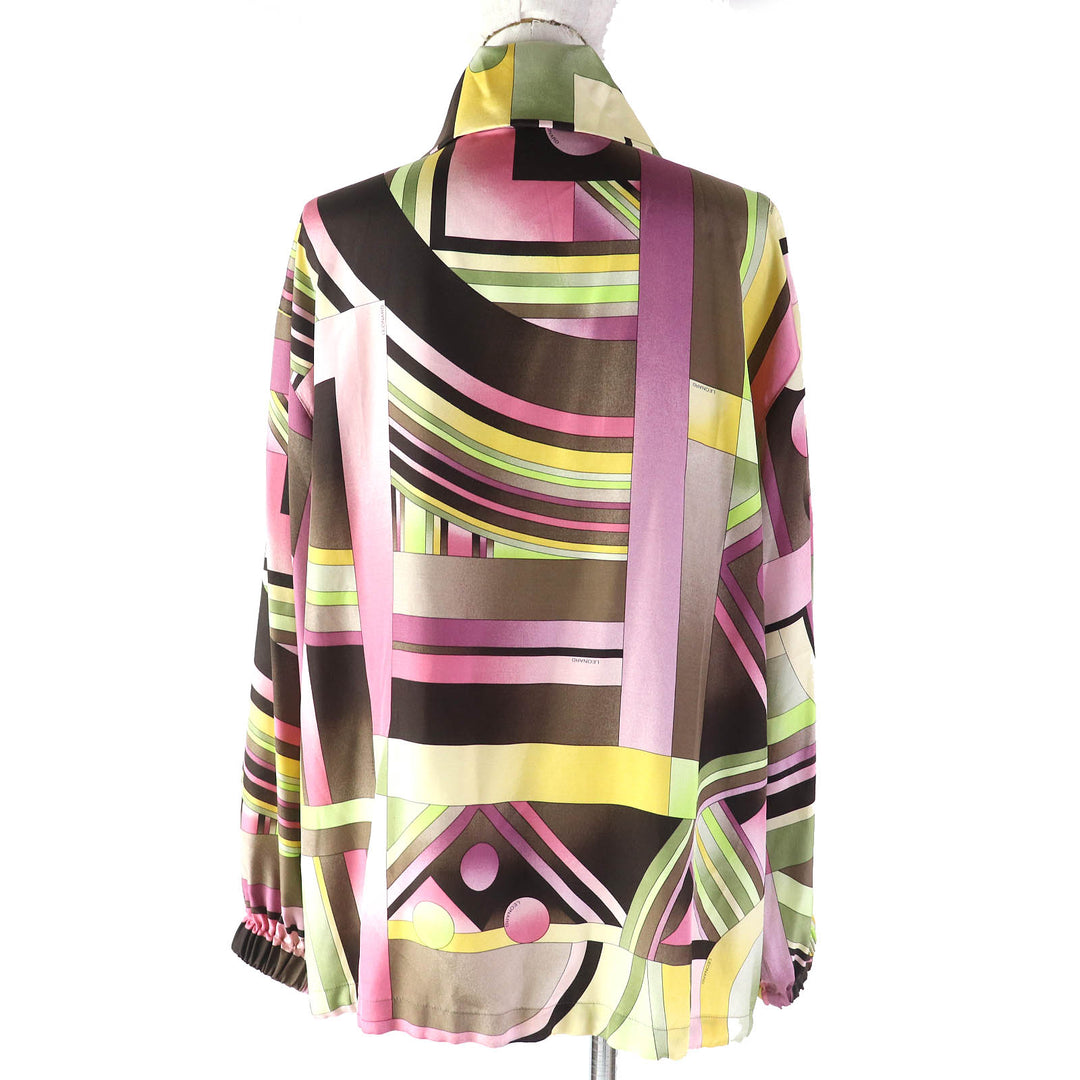 Excellent LEONARD FASHION Blouson Logo button all-over design jacket multicolor silk Women