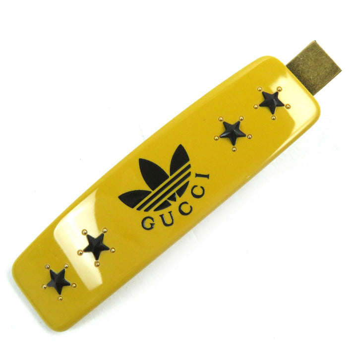 Excellent GUCCI×adidas hair accessory Trefoil logo barrette Yellow black Women 702940