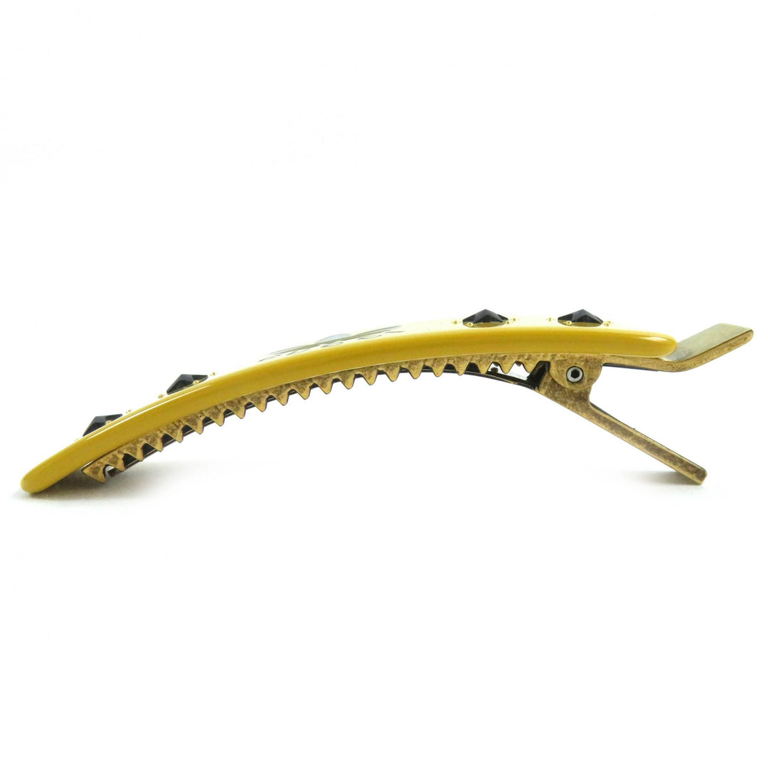 Excellent GUCCI×adidas hair accessory Trefoil logo barrette Yellow black Women 702940